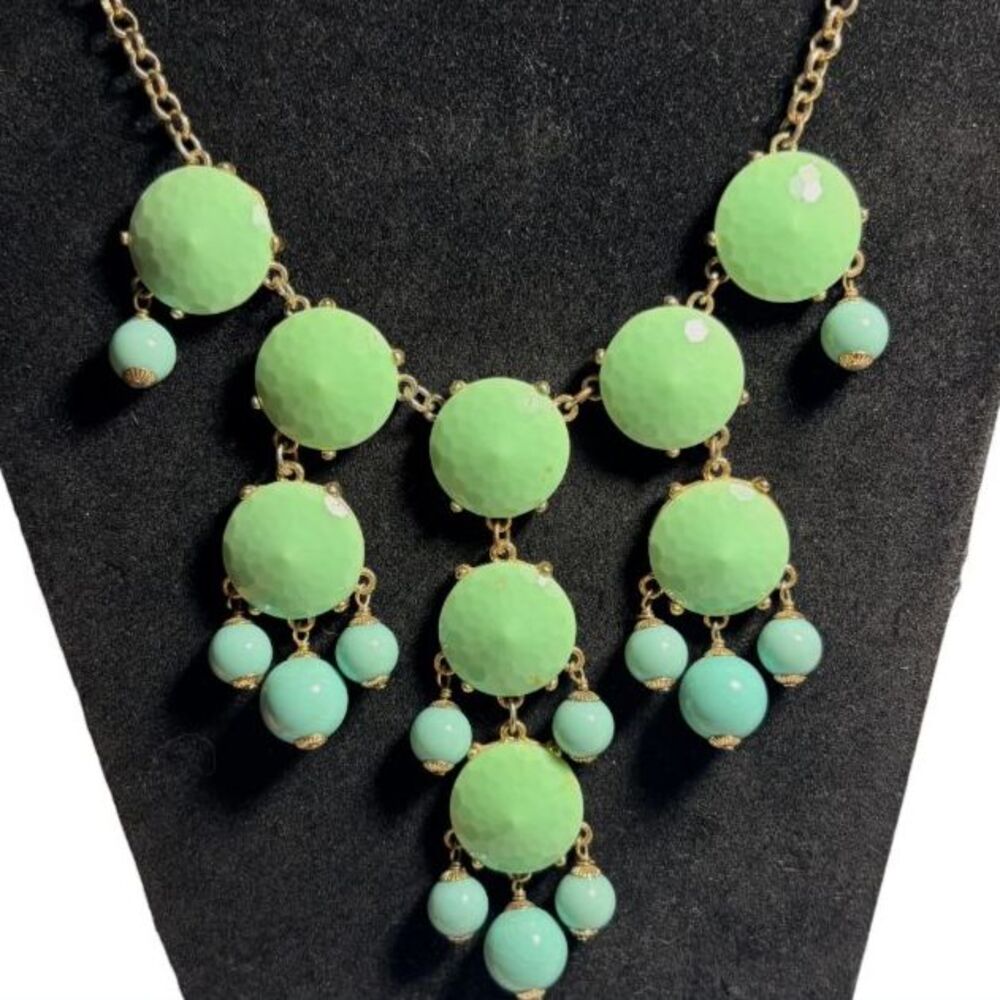 J.Crew Vintage-Inspired Bubble Chandelier Statement Necklace Mint & Kelly Green